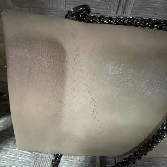 Beige Studded Crossbody with Silver Chain Strap - Picture 5 of 8